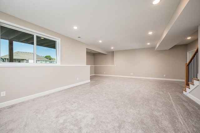 basement with carpet floors