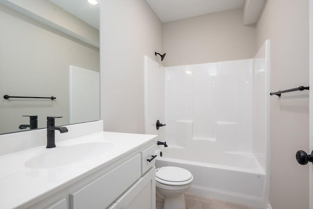 full bathroom featuring vanity, toilet, and shower / bath combination