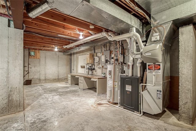 basement with water heater