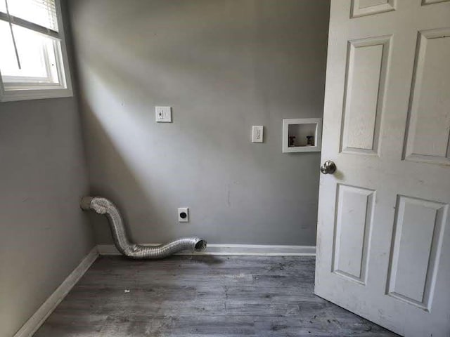 laundry area featuring hardwood / wood-style flooring, hookup for a washing machine, and hookup for an electric dryer