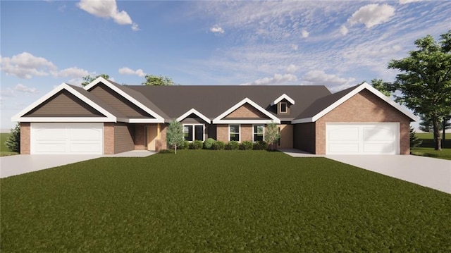 view of front facade featuring a garage and a front yard