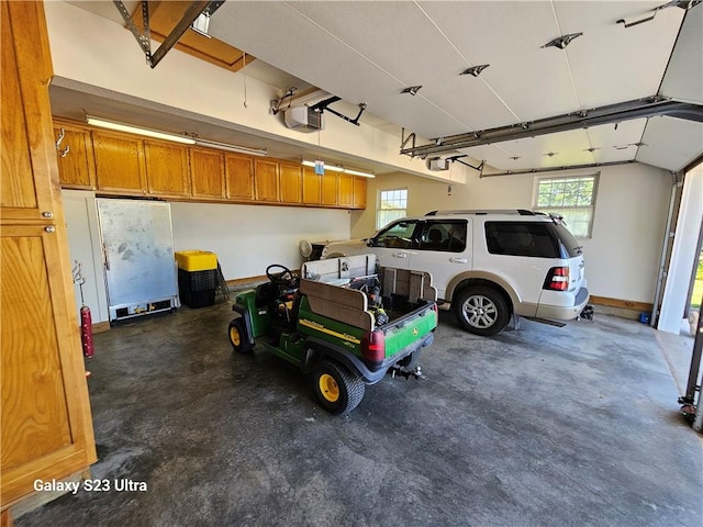 garage with a garage door opener