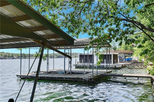 view of dock featuring a water view