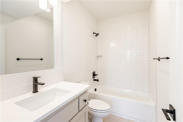 full bath featuring toilet, tub / shower combination, and vanity