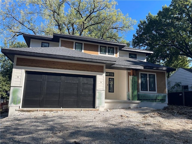 view of prairie-style home