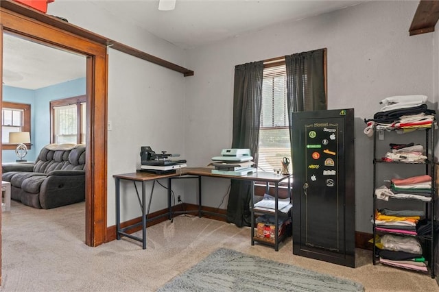 office area featuring carpet flooring