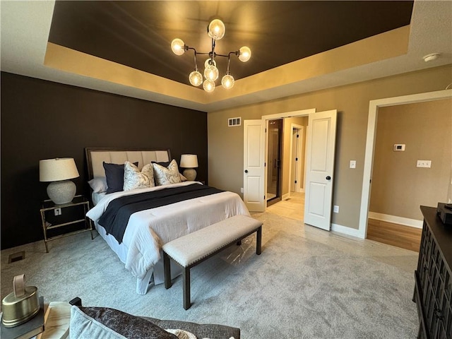16700 NW 124th St, Platte City, MO 64079 - bedroom with a chandelier and a raised ceiling