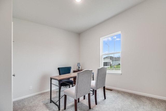 view of carpeted home office