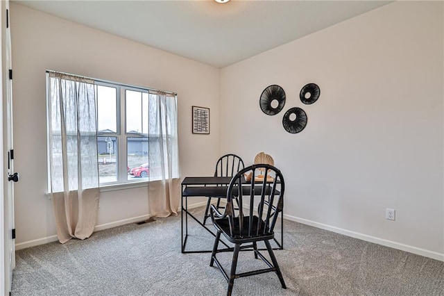 interior space featuring light carpet and plenty of natural light