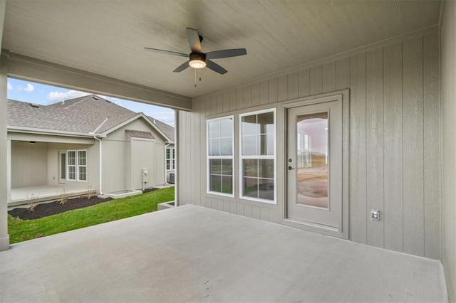 view of patio / terrace featuring ceiling fan