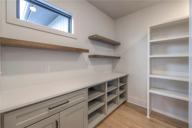 interior space with light hardwood / wood-style floors