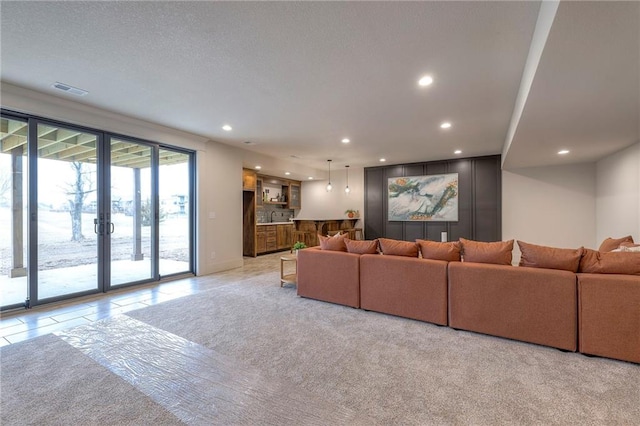 view of tiled living room