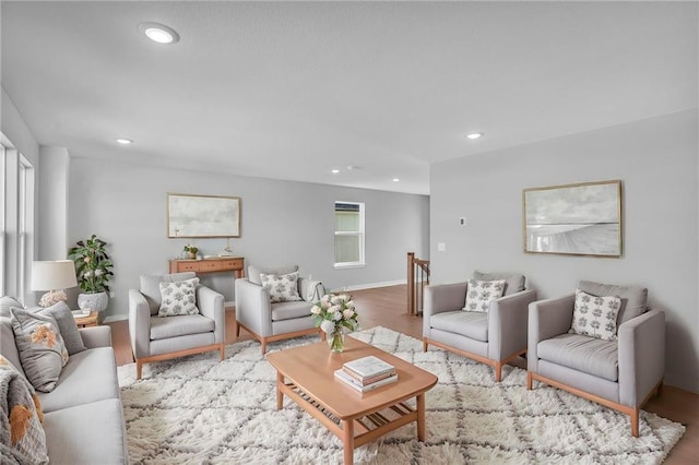 living room featuring light hardwood / wood-style floors