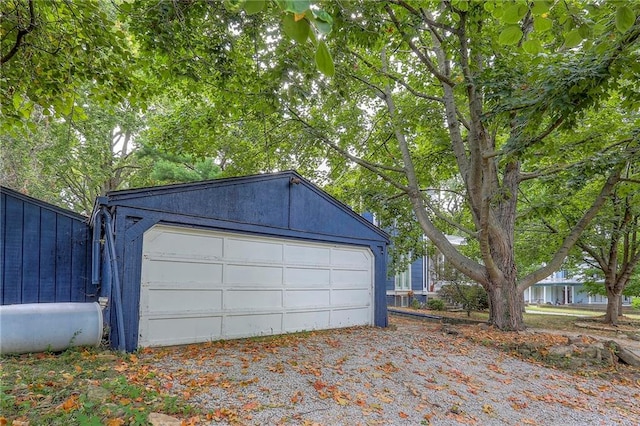 view of detached garage