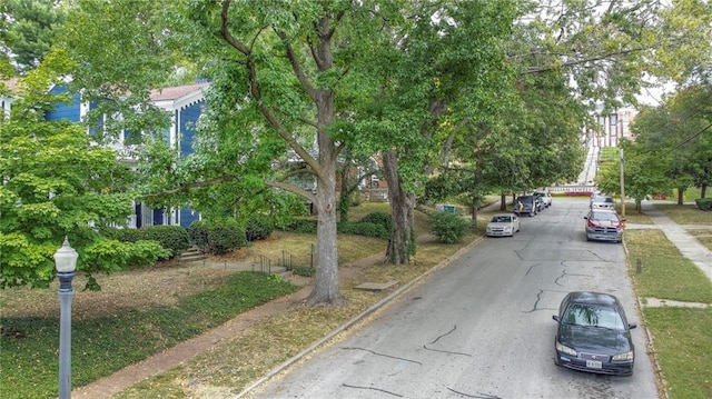 view of street featuring sidewalks and curbs