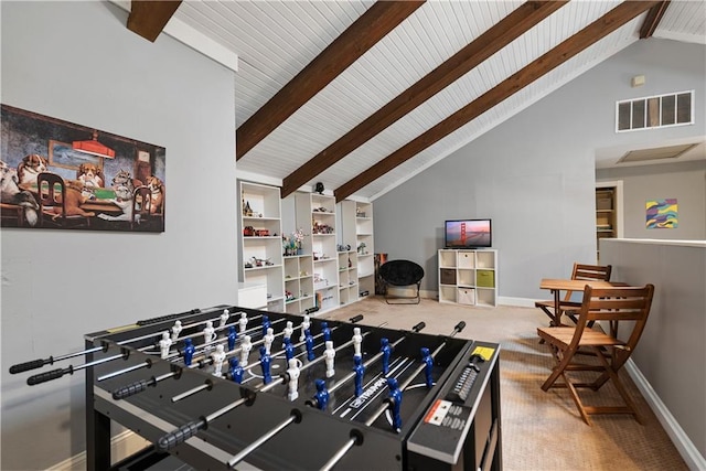 2924 Crown Dr, Independence, KS 67301 - rec room with beam ceiling and high vaulted ceiling