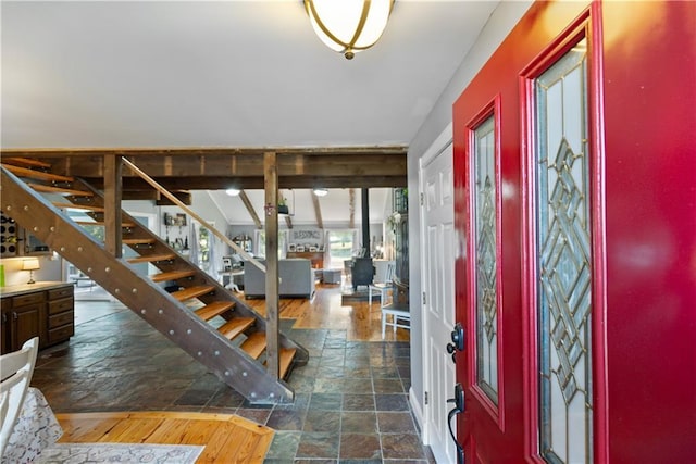 2924 Crown Dr, Independence, KS 67301 - foyer featuring stone tile floors and stairway