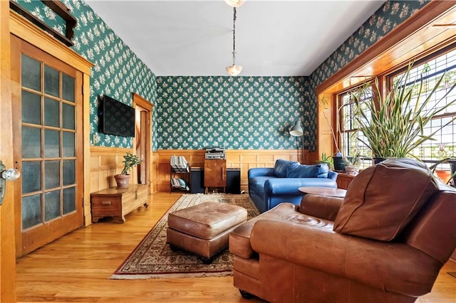 sitting room featuring light hardwood / wood-style flooring