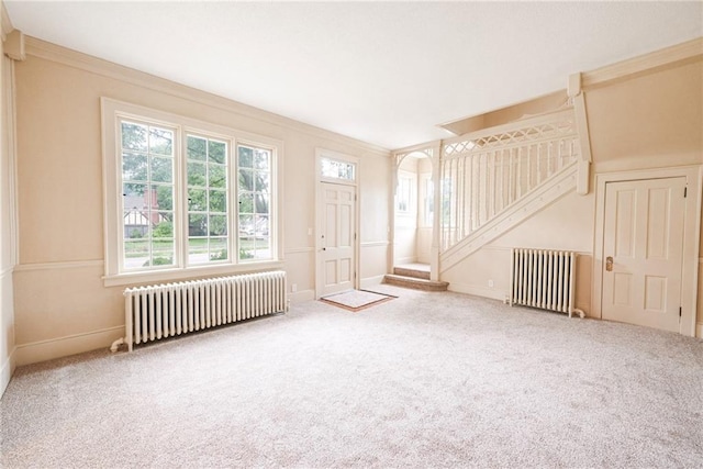 interior space featuring carpet floors and radiator