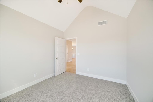 7004 NE 102nd Ct, Kansas City, MO 64156 - unfurnished room featuring carpet, a ceiling fan, and high vaulted ceiling