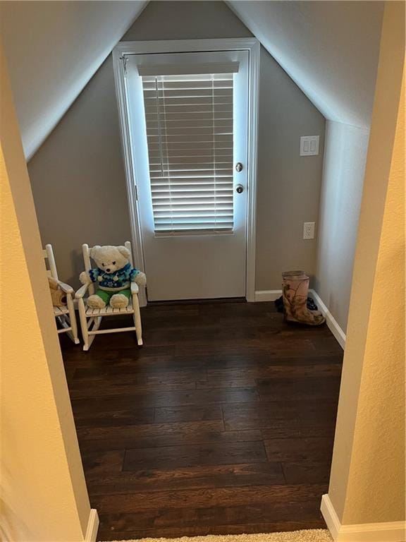 bonus room featuring lofted ceiling and hardwood / wood-style floors