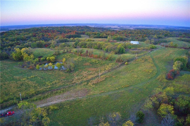 view of aerial view at dusk