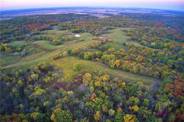 view of aerial view at dusk