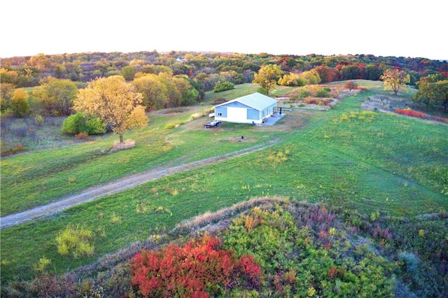 aerial view featuring a rural view