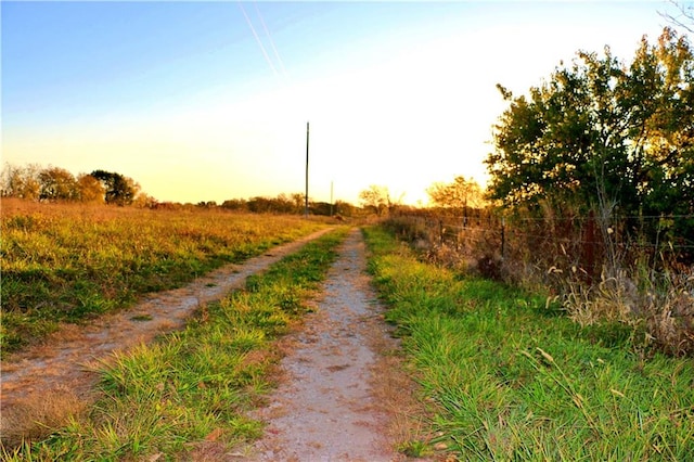 view of road with a rural view