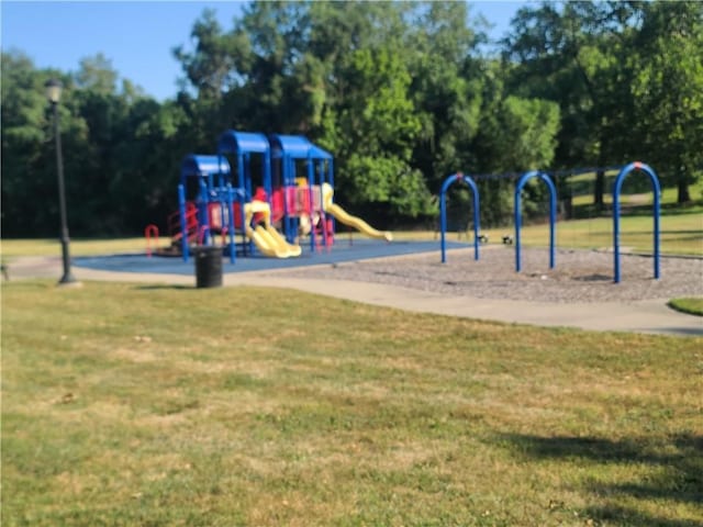 community playground with a lawn