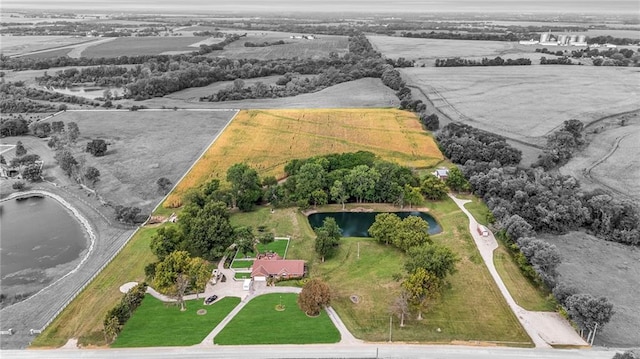 22750 Switzer Rd, Bucyrus, KS 66013 - bird's eye view featuring a water view and a rural view