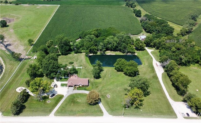 22750 Switzer Rd, Bucyrus, KS 66013 - birds eye view of property with a rural view and a water view