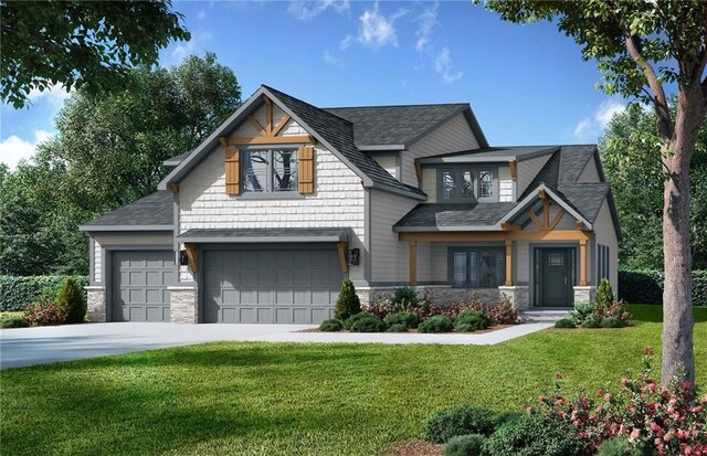 view of front of property with a garage and a front yard