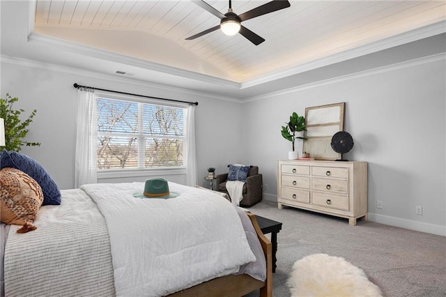 18452 Windsor St, Overland Park, KS 66085 - bedroom featuring vaulted ceiling, carpet flooring, visible vents, and a raised ceiling