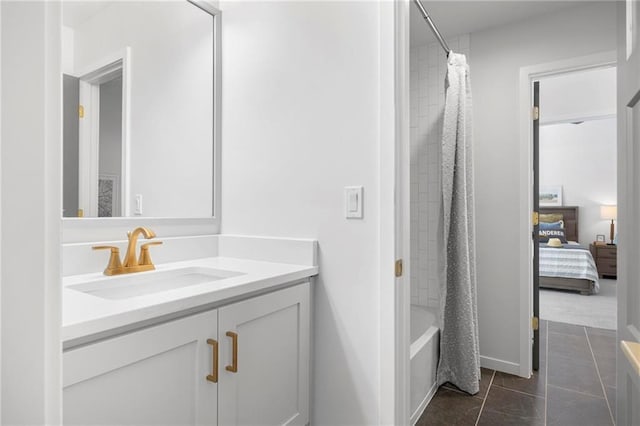 18452 Windsor St, Overland Park, KS 66085 - bathroom with shower / bath combo, vanity, and connected bathroom
