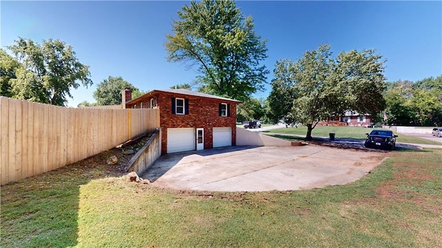 exterior space with a garage