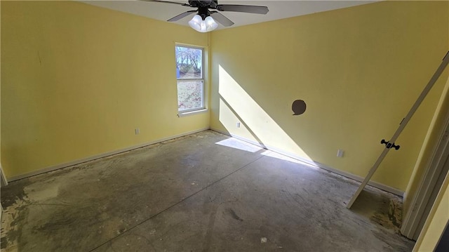 spare room featuring concrete flooring and ceiling fan