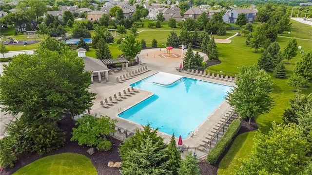 view of swimming pool featuring a patio area