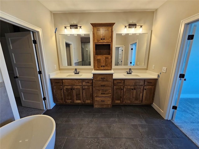 bathroom featuring vanity and a bathing tub