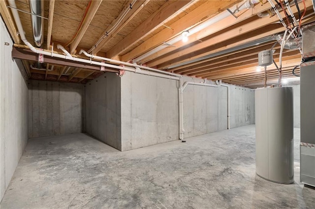 basement featuring water heater