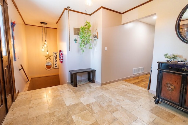 interior space with ornamental molding