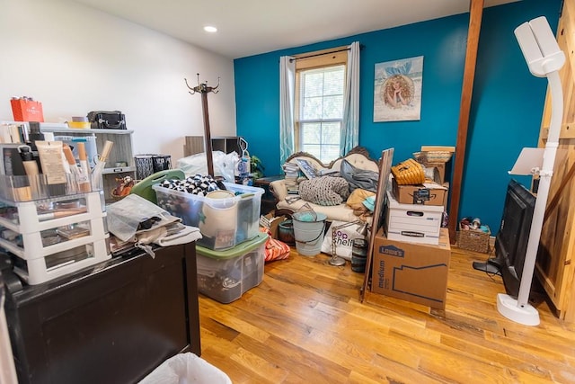 misc room with light hardwood / wood-style flooring