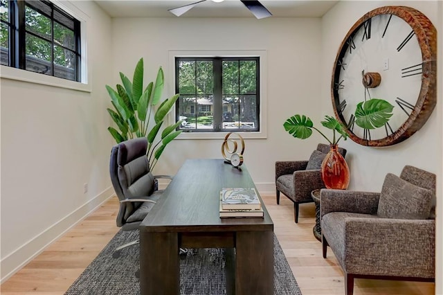 2207 W 71st St, Prairie Village, KS 66208 - office with wood finished floors, ceiling fan, and baseboards