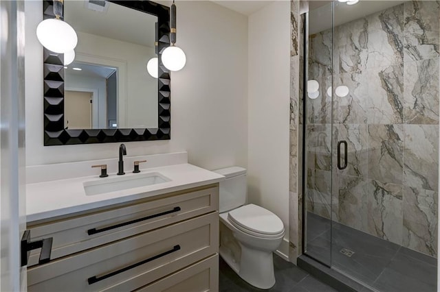 2207 W 71st St, Prairie Village, KS 66208 - bathroom with toilet, vanity, and a marble finish shower