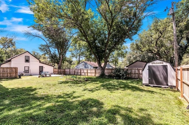 view of yard with a storage unit