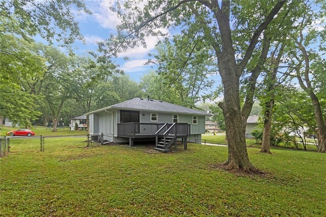 view of yard with a deck