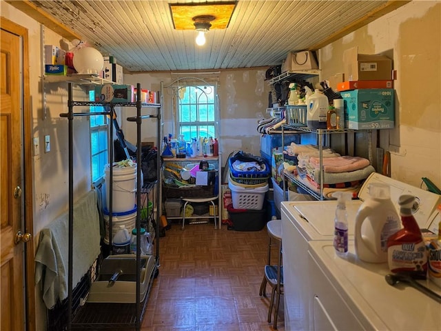 storage featuring separate washer and dryer