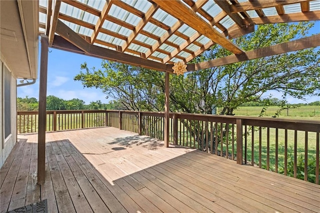 wooden terrace featuring a pergola