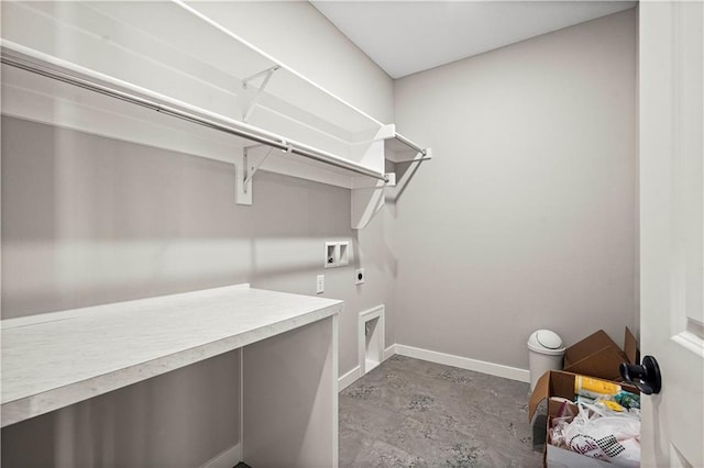 laundry area featuring laundry area, baseboards, washer hookup, and electric dryer hookup