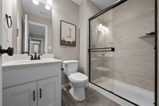 19019 W 169th Pl, Olathe, KS 66062 - bathroom with a shower stall, vanity, visible vents, and toilet